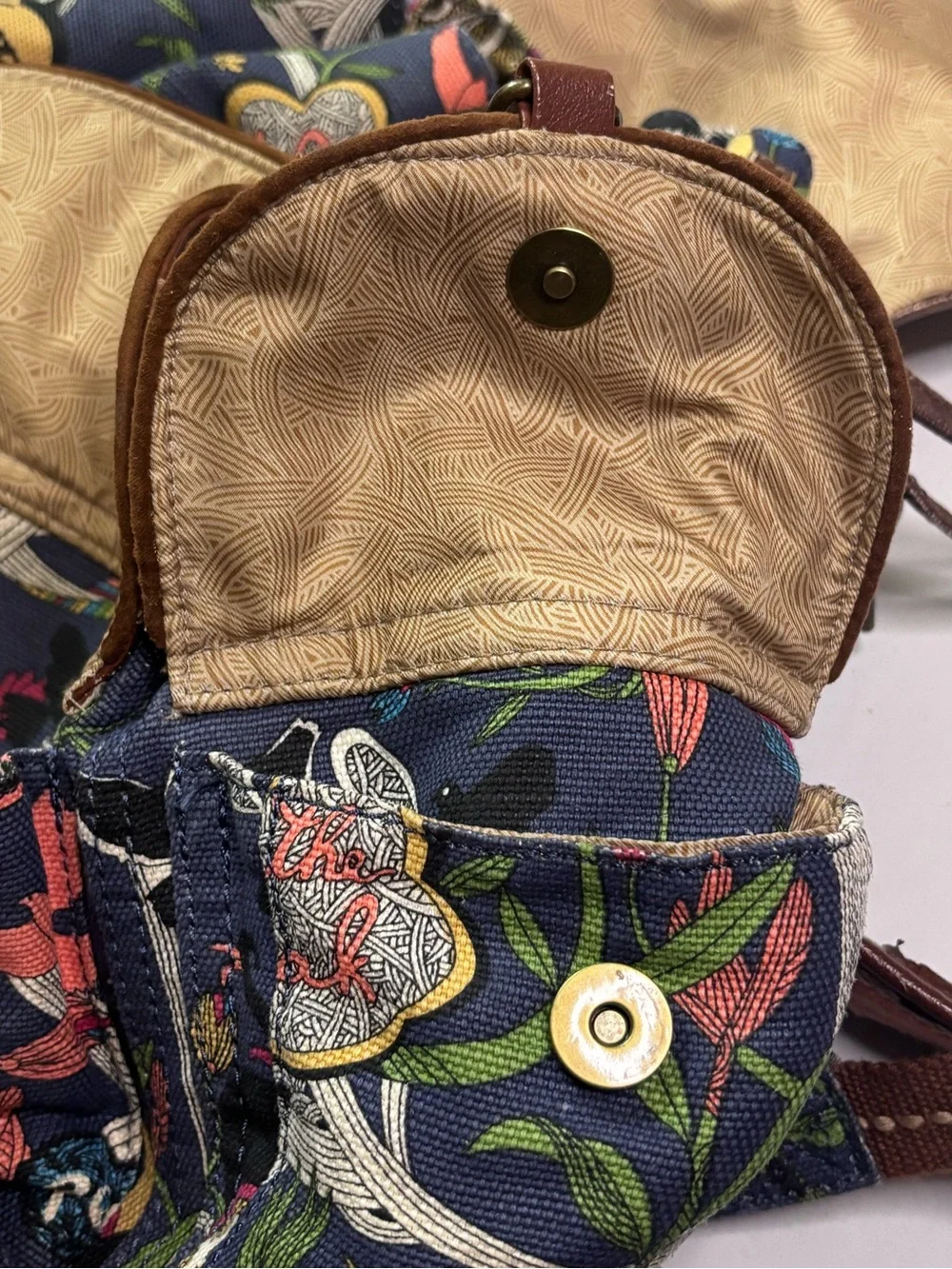 Sakroots Artist Circle Peace Canvas Flap Drawstring Backpack Boho Hippie Blue